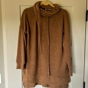 Zenana honey soft brushed hacci cowl neck tunic